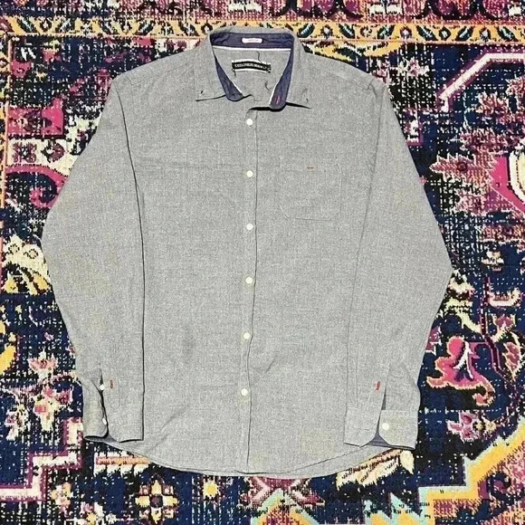SPITALFIELDS‎ DENIM Co. Shirt Medium Blue Grey Twill Smart Casual - Picture 1 of 1